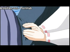 Симпатичная хентай милашка двумя ручонками и грудью дрочит хуй