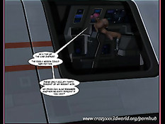 3D девчонка с огромной грудью трахается на космическом корабле