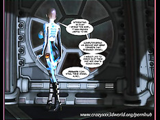 3D девчонка с огромной грудью трахается на космическом корабле