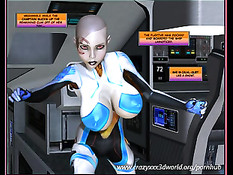 3D девчонка с огромной грудью трахается на космическом корабле