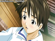 Голая хентай девчонка отсосала член и получила сперму на сиськи