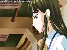 Голая хентай девчонка отсосала член и получила сперму на сиськи