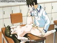 Голая хентай девчонка отсосала член и получила сперму на сиськи