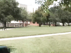 Прогуливаясь по парку юная студентка показывает письку и сиськи