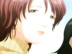 Сисястая хентай девушка отсасывает парню и трахается с ним раком