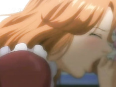 Сисястая хентай девушка отсасывает парню и трахается с ним раком