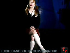 Шлюшку в белых чулках Madison Young связали и жёстко оттрахали