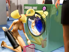 Миссис Доу из 3D мультфильма трахает девушку красным страпоном