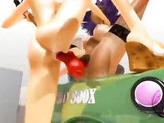 Миссис Доу из 3D мультфильма трахает девушку красным страпоном