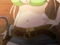 Светловолосая хентай девчонка подрочила мальчику член сиськами