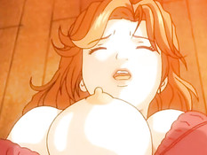 Грудастая хентай девчонка в короткой юбочке подрочила парню хуй