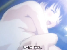 Грудастая хентай девчонка в короткой юбочке подрочила парню хуй