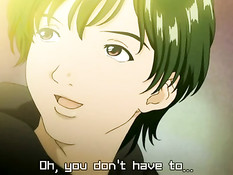 Грудастая хентай девчонка в короткой юбочке подрочила парню хуй