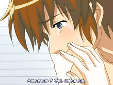 Молодой человек лёг на хентай девку сверху и оттрахал на кровати