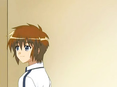 Молодой человек лёг на хентай девку сверху и оттрахал на кровати