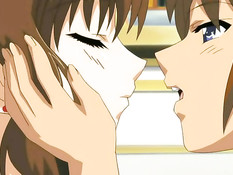 Молодой человек лёг на хентай девку сверху и оттрахал на кровати