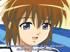 Молодой человек лёг на хентай девку сверху и оттрахал на кровати