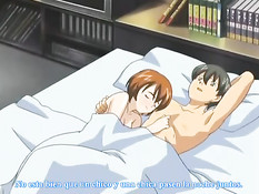 Две пышногрудые хентай девки занимаются сексом с одним парнем