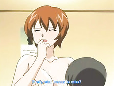 Две пышногрудые хентай девки занимаются сексом с одним парнем