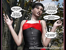 3D блондинка повстречала в лесу сексуально озабоченного робота