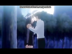 Хентай девка взасос целуется и занимается сексом с парнем в лесу