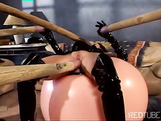 Извращенцы оттрахали палками девчонку в латексе Flick Shagwell