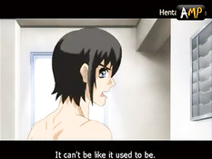 Паренёк оттрахал на кровати светловолосую хентай девственницу