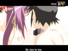 Паренёк оттрахал на кровати светловолосую хентай девственницу