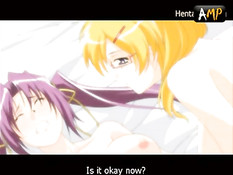 Паренёк оттрахал на кровати светловолосую хентай девственницу