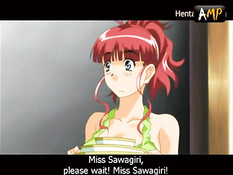 Паренёк оттрахал на кровати светловолосую хентай девственницу