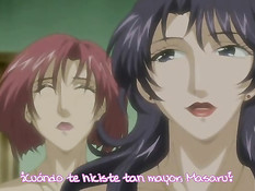 Две хентай девки занимаются с парнем сексом в эротическом белье