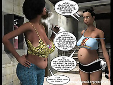 Худой парень в 3D комиксе занимается сексом с беременной девкой