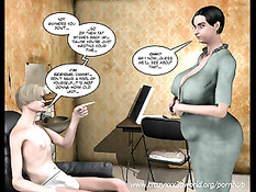 Худой парень в 3D комиксе занимается сексом с беременной девкой