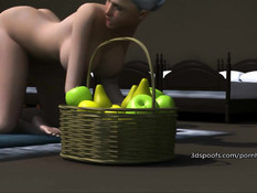 3D лесбиянки насаживаются на фаллос и трахаются в позе ножницы