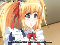 В обязанности этой хентай горничной входит секс с работодателем