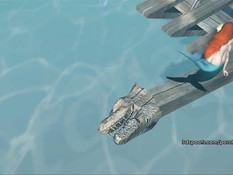 Рыжая 3D русалочка на глубине занимается любовью с любовником