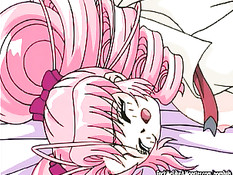 Парень трахнул аниме малышку с розовыми волосами прямо в платье