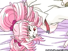 Парень трахнул аниме малышку с розовыми волосами прямо в платье