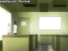 Хентай малышка обнажила большую грудь и подрочила парню член