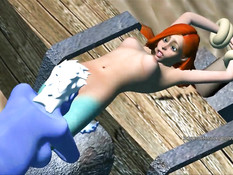 Рыжая русалочка под водой трахается с похотливой самкой осминога