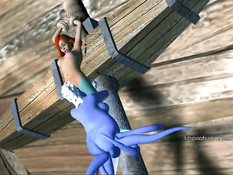 Рыжая русалочка под водой трахается с похотливой самкой осминога