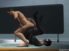 Возбуждённая женщина-кошка трахается с Робином в разных позах