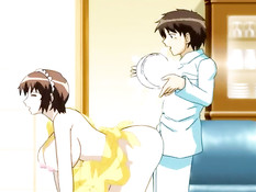 Хентай блондинка в лесу сделала парню минет и подрочила грудью