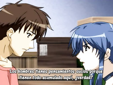 Хентай блондинка в лесу сделала парню минет и подрочила грудью