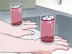 Скромная аниме горничная отсасывает член и ебёт себя вибратором