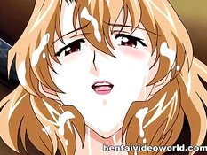 Он вставил член между больших сисек девушки и кончил ей на лицо