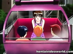 Три паренька оттрахали хентай девушку в кабине колеса обозрения