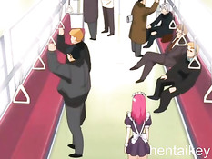 Буккаке с грудастой хентай горничной в железнодорожном вагоне