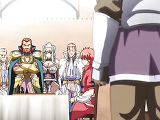 Хентай девушка с розовыми волосами дрочила член большой грудью