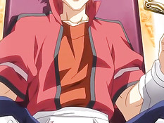 Хентай девушка с розовыми волосами дрочила член большой грудью